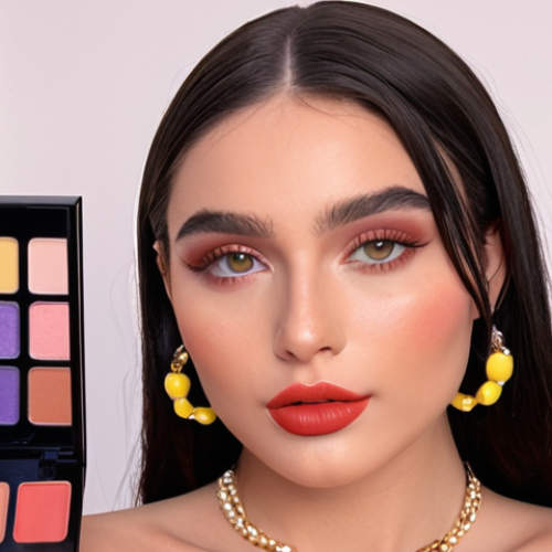 **A stylish Parisian influencer**, Léna Situations-esque, promoting a new line of organic cosmetics in a short, engaging TikTok video. Focus on vibrant colors and a modern aesthetic.