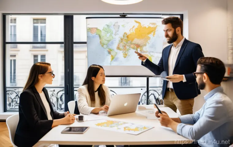 광고홍보사와 스타트업 협업 사례 - **Prompt:** "A diverse group of five professionals, including a seasoned advertising agency executiv...