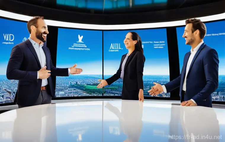 광고홍보사와 스타트업 협업 사례 - **Prompt:** "A cutting-edge visual depicting the seamless integration of advanced technology into ad...