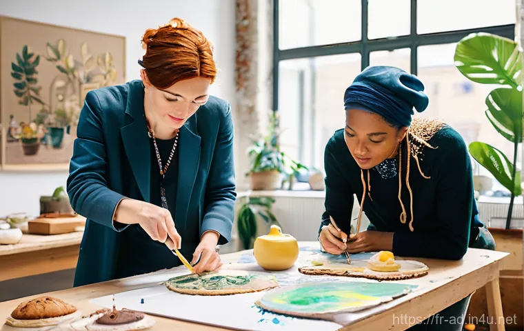 광고홍보사 창의력 훈련 방법 - **Prompt:** A futuristic and minimalist creative studio where a small team of three diverse individu...