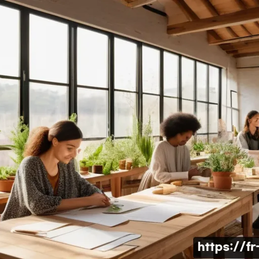 광고홍보사와 소비자 충성도 광고 전략 - A vibrant, authentic scene of a French sustainable fashion brand’s creative studio, featuring divers...