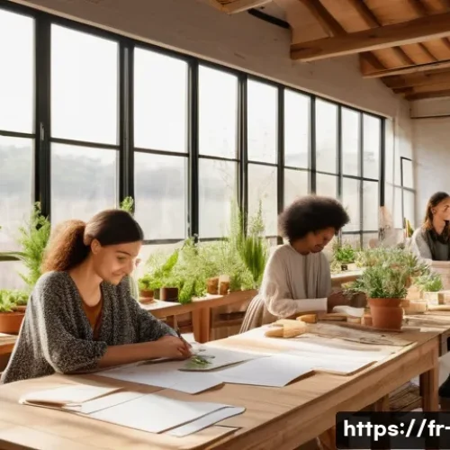 광고홍보사와 소비자 충성도 광고 전략 - A vibrant, authentic scene of a French sustainable fashion brand’s creative studio, featuring divers...