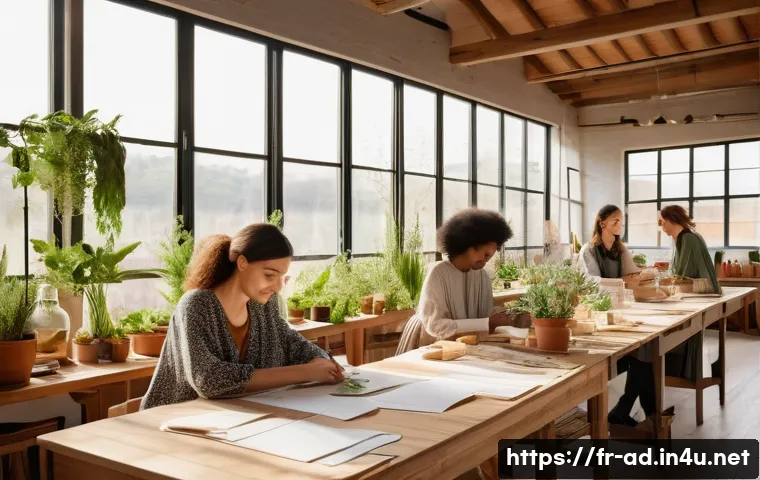 광고홍보사와 소비자 충성도 광고 전략 - A vibrant, authentic scene of a French sustainable fashion brand’s creative studio, featuring divers...