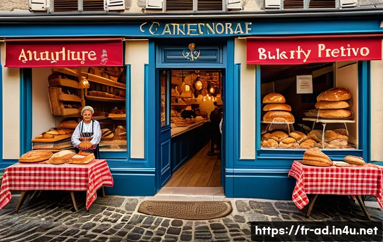광고홍보사와 로컬 시장 광고 전략 - A vibrant street scene in a small French town during a local festival, showcasing traditional Breton...