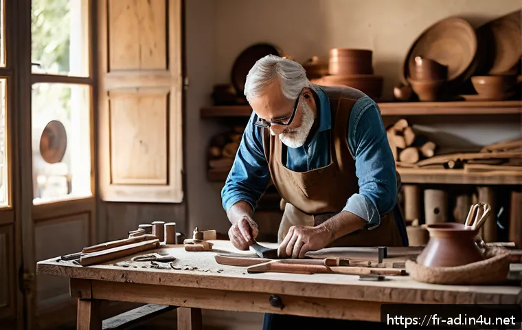 광고홍보사와 기업 광고 브랜딩 성공 사례 - A sophisticated French artisanal workshop scene showcasing skilled craftsmen at work, traditional to...