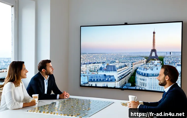 Home 15 광고홍보사와 타겟 중심 디지털 광고 - Photorealistic Paris digital advertising agency meeting, diverse French marketing team around a clea...