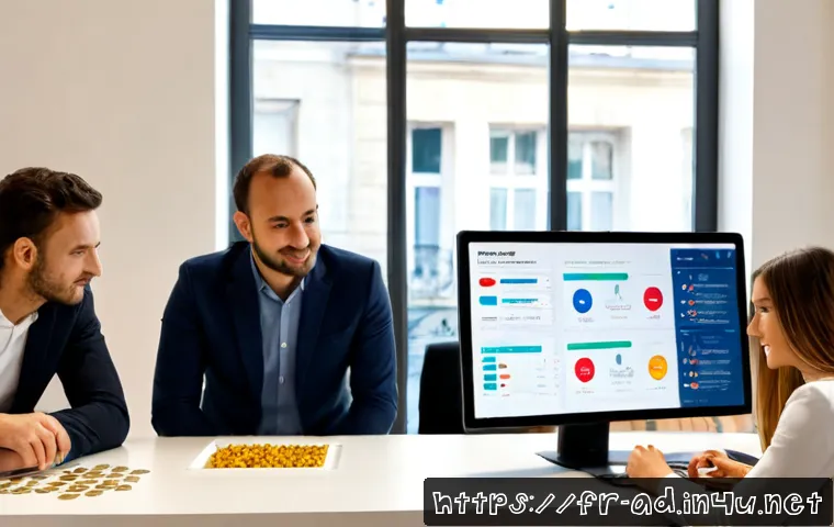 Home 17 광고홍보사와 검색 광고 캠페인 - Photorealistic French advertising agency meeting in a bright Paris office, diverse marketing team re...